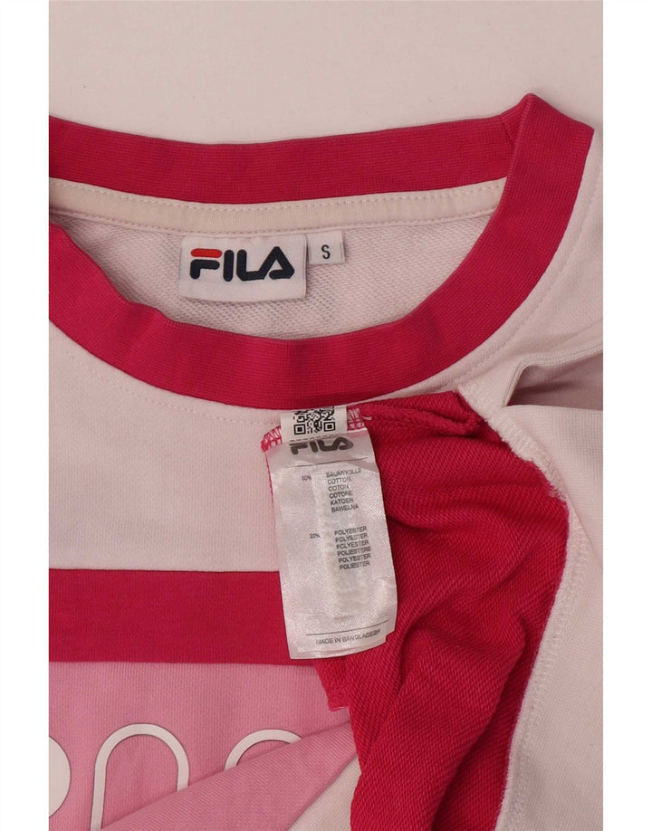 Fila Damen-Pullover, übergroßer Crop-Sweatshirt, Gr. 10, klein, Rosa, Farbblock