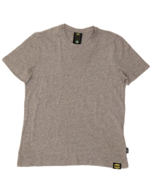 Diadora Damen T-Shirt Top UK 16 Large Grau gesprenkelte Baumwolle