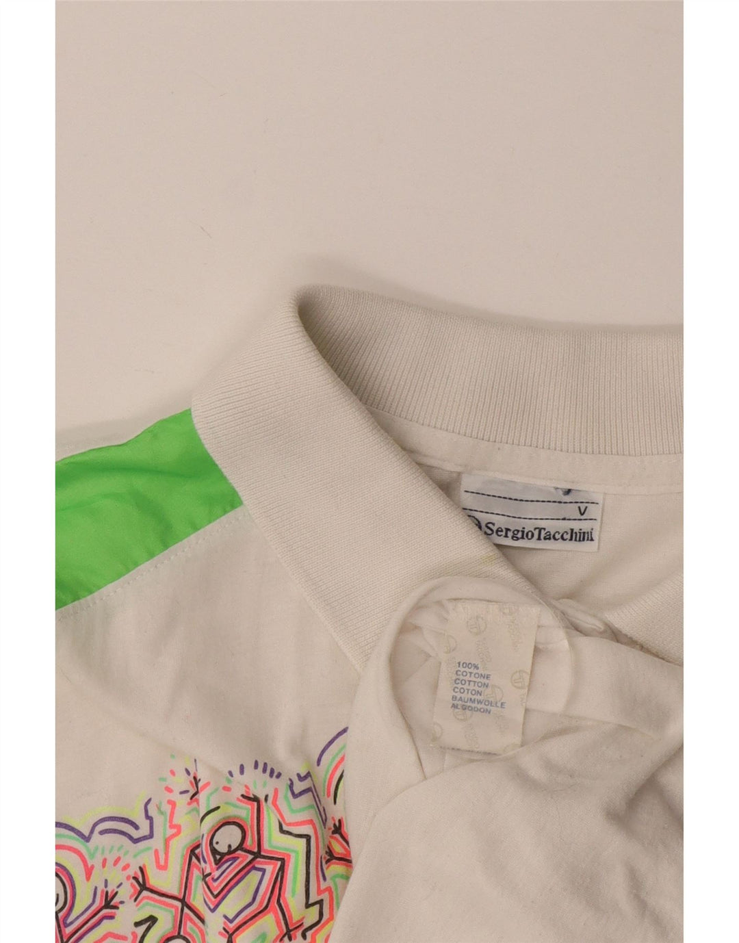 Sergio Tacchini Herren-Poloshirt mit Grafik, groß, weiße Blockfarben-Baumwolle
