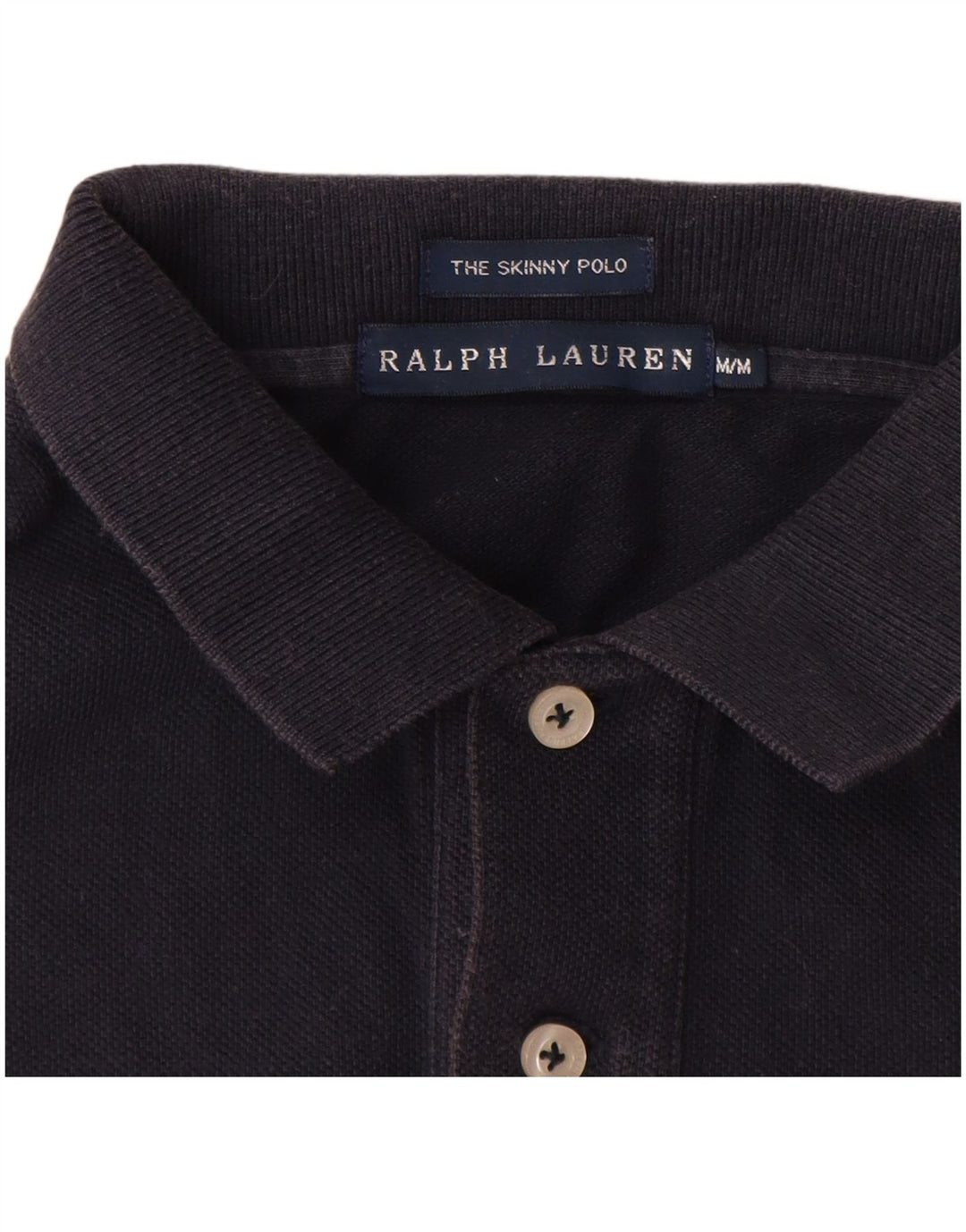 RALPH LAUREN Skinny-Poloshirt für Damen, UK 12, mittelmarineblaue Baumwolle