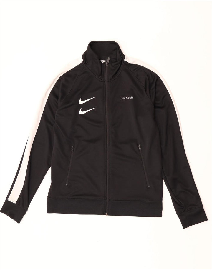 Nike Herren-Trainingsanzugoberteil mit Swoosh-Grafik, Mittelschwarz, Farbblock