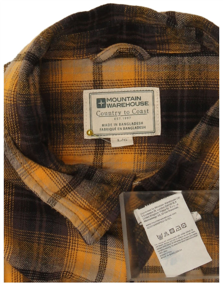 Mountain Warehouse Herren-Flanellhemd, groß, gelb, kariert, Baumwolle