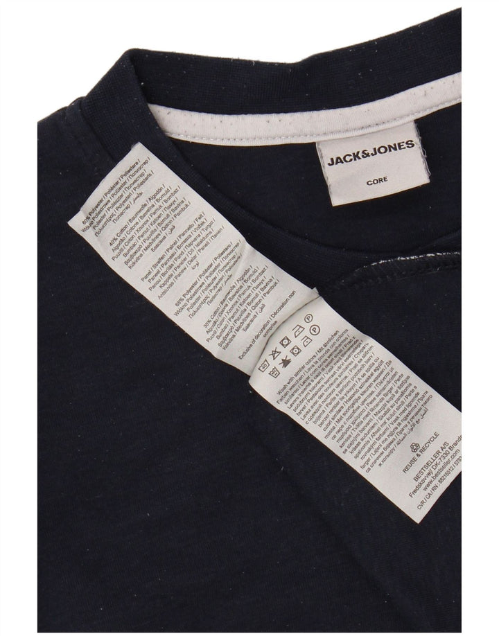 JACK & JONES Herren-Sweatshirt, Pullover, klein, marineblau, Colourblock-Baumwolle