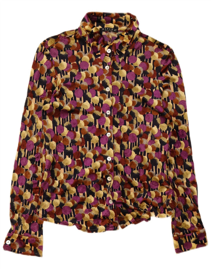 Divina Damen Velours-Hemdbluse UK 12 Medium Mehrfarbig gepunktet