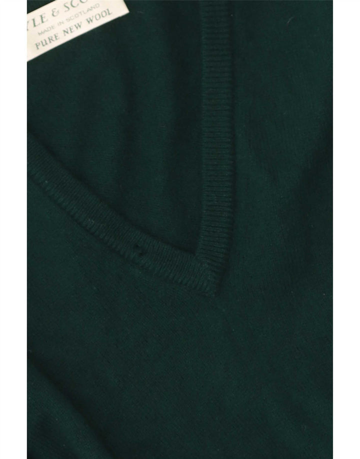 Lyle & Scott Herren-Pullover mit V-Ausschnitt, mittelgrüne Schurwolle