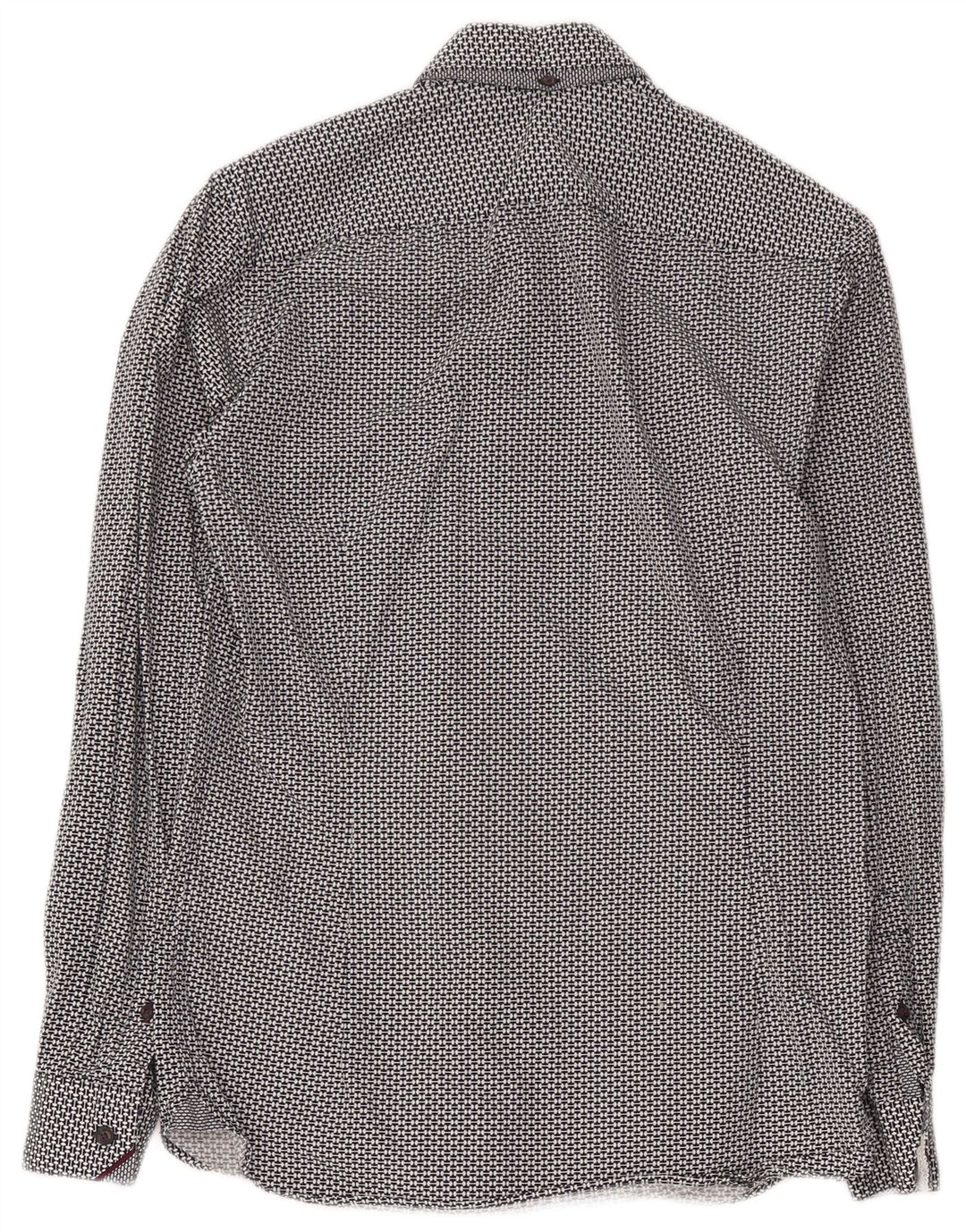 Ted Baker Herrenhemd, Größe 2, klein, schwarze, geometrische Baumwolle