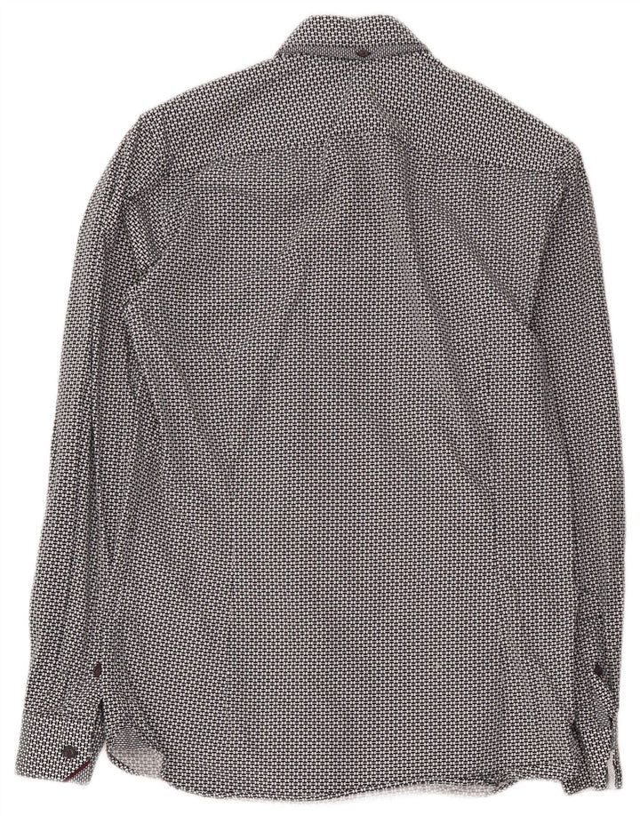 Ted Baker Herrenhemd, Größe 2, klein, schwarze, geometrische Baumwolle