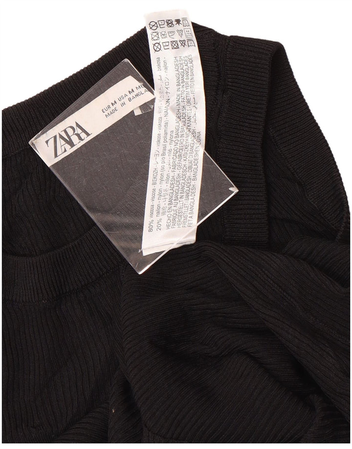 Zara Damen Weste Top UK 12 Medium Schwarz Viskose