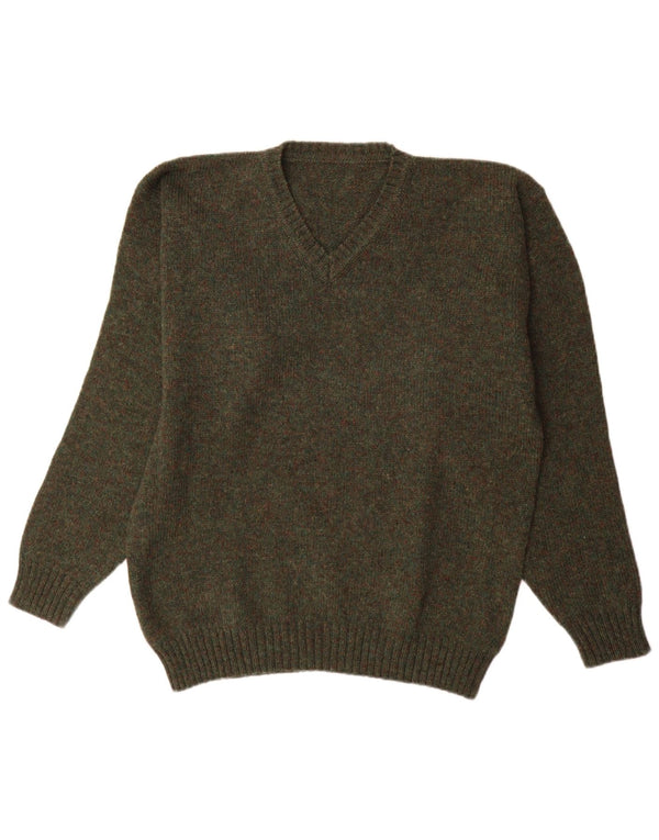 Vintage Herren Pullover mit V-Ausschnitt XL Khaki