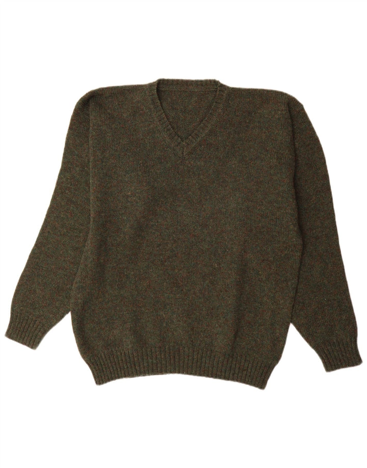 Vintage Herren Pullover mit V-Ausschnitt XL Khaki