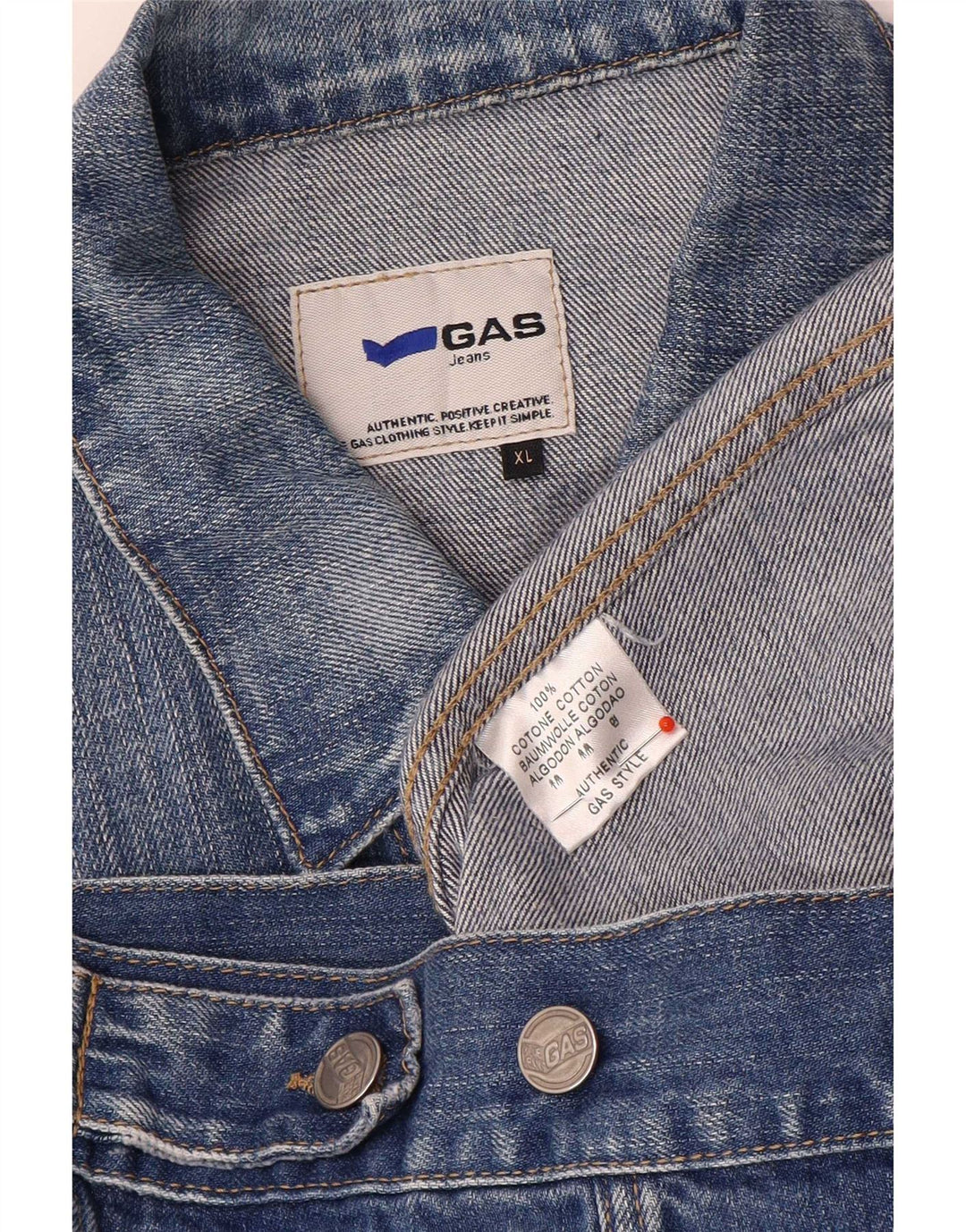 Gas Herren Jeansjacke UK 42 XL Blaue Baumwolle