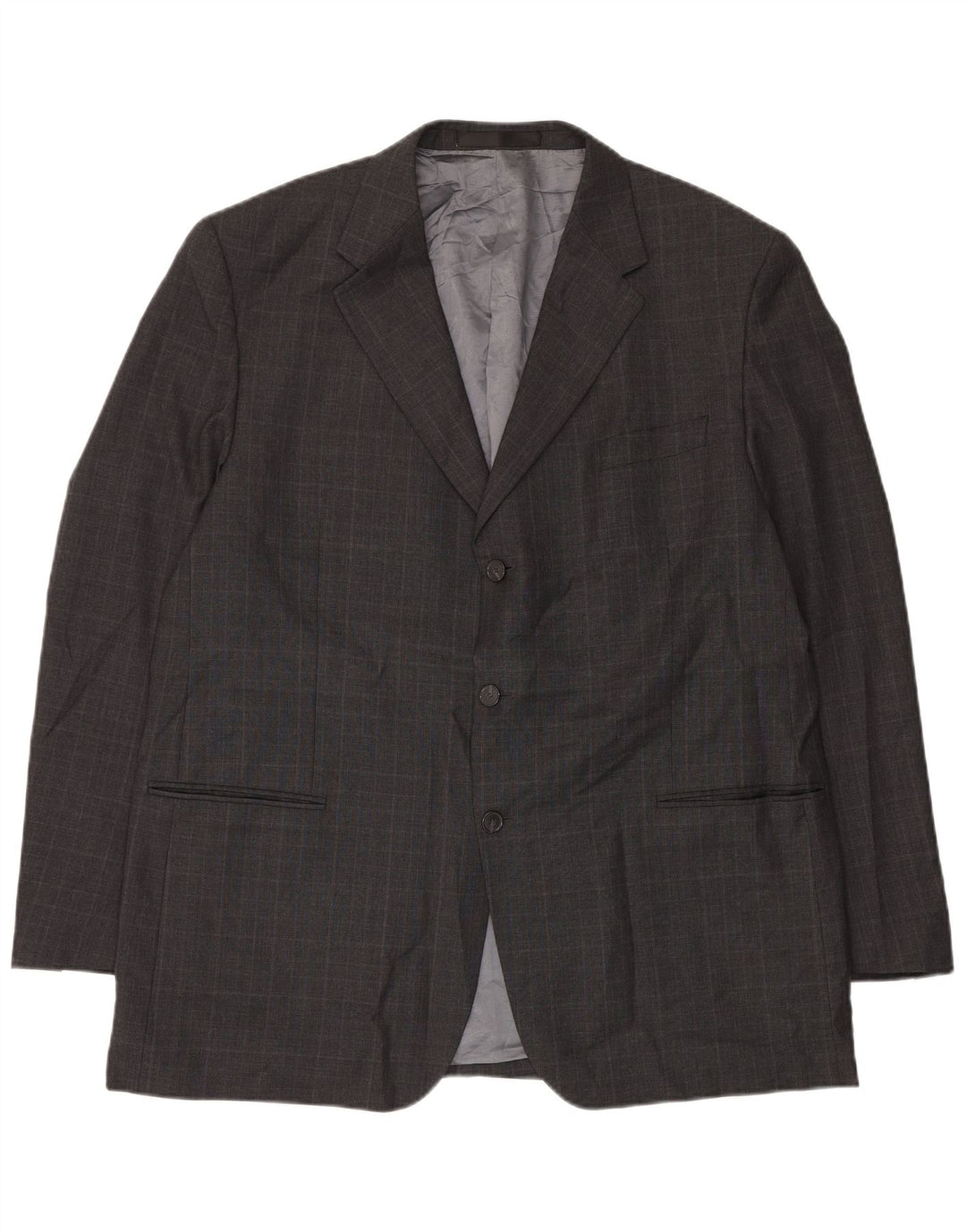 Marks & Spencer Herren-Blazer, lang, mit 3 Knöpfen, UK 48, 2XL, grau kariert