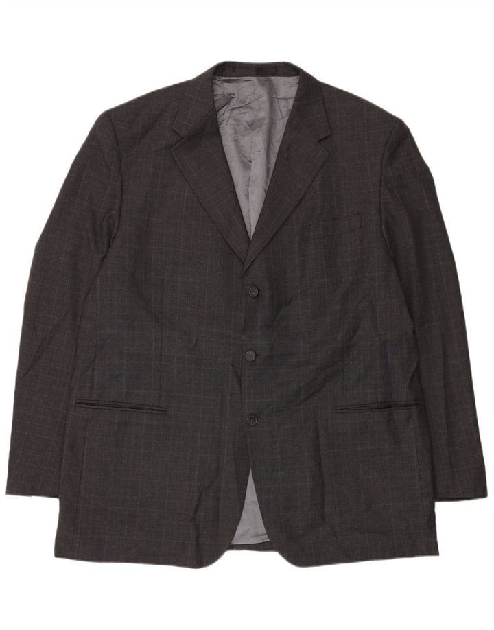 Marks & Spencer Herren-Blazer, lang, mit 3 Knöpfen, UK 48, 2XL, grau kariert