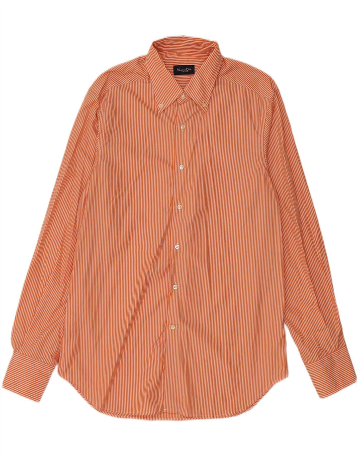 MASSIMO DUTTI Herrenhemd Größe 43 17 XL Orange Nadelstreifen