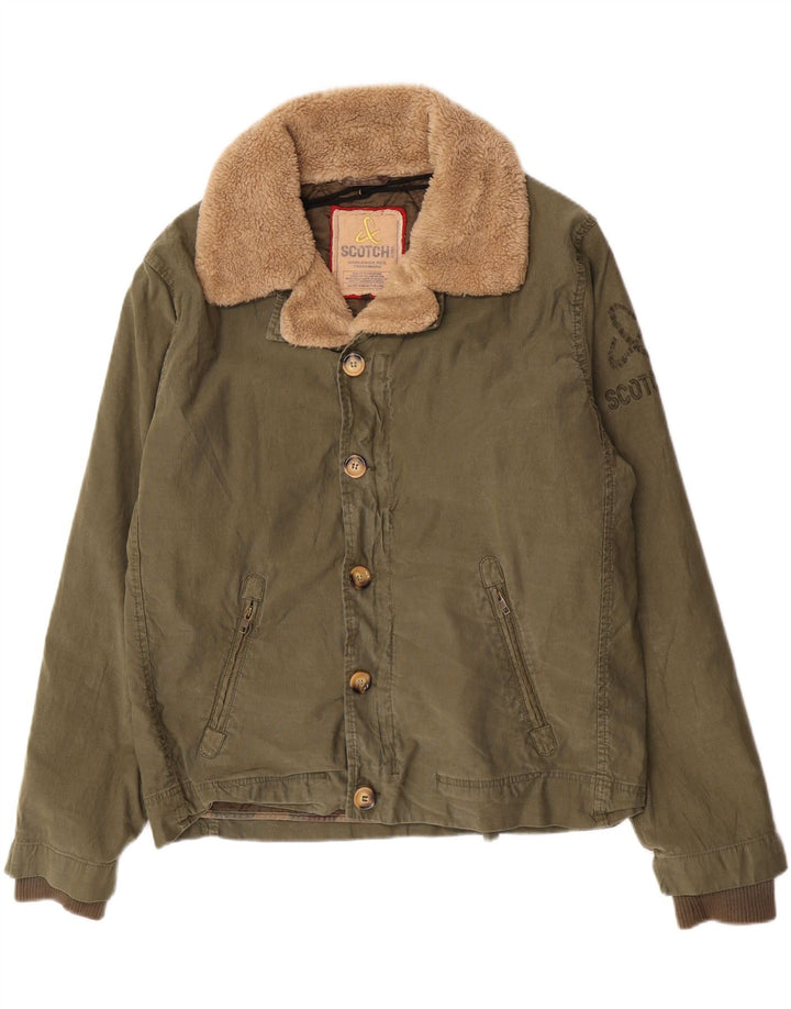 Scotch & Soda Herren Bomberjacke UK 42 XL Khaki Baumwolle