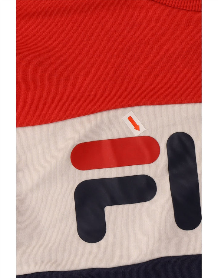FILA Damen Grafik-Sweatshirt-Pullover UK 14 Medium Navy Blue Colourblock