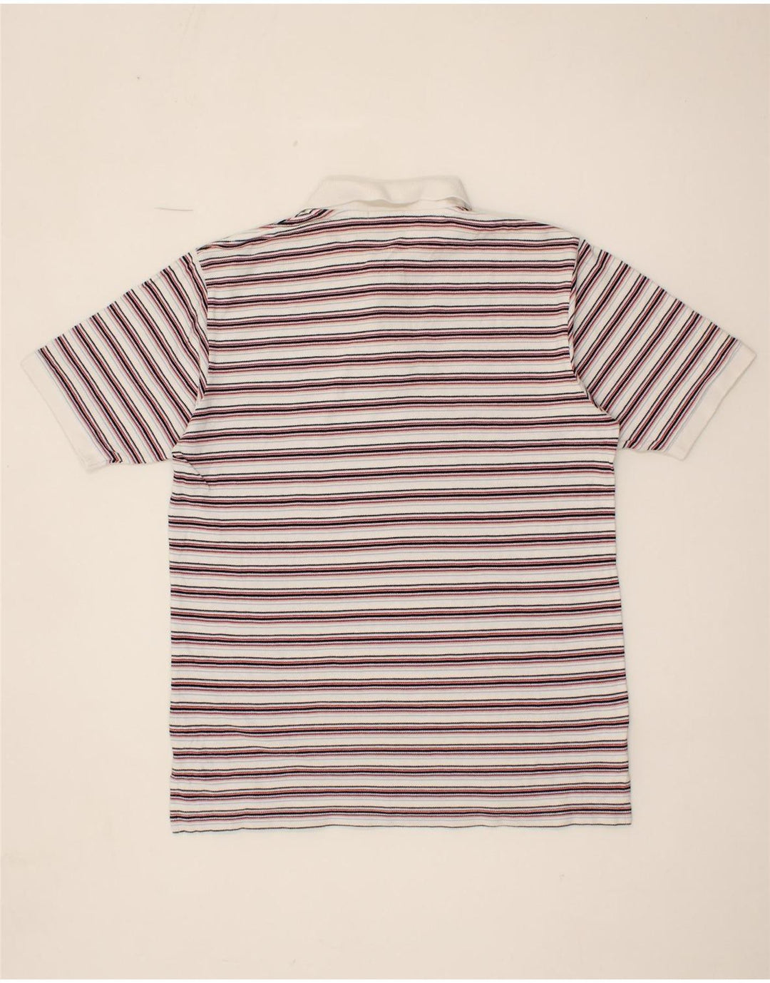 DACK'S Mens Polo Shirt XL White Striped Cotton Vintage Dack's and Second-Hand Dack's from Messina Hembry 