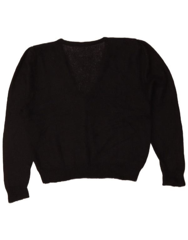 Vintage Damen Cardigan Pullover UK 18 XL Schwarz geblümt