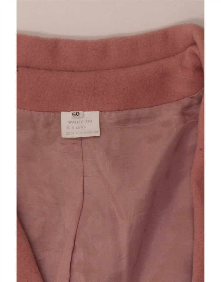 Vintage Damen 2-Knopf-Blazerjacke IT 50 XL Rosa Wolle