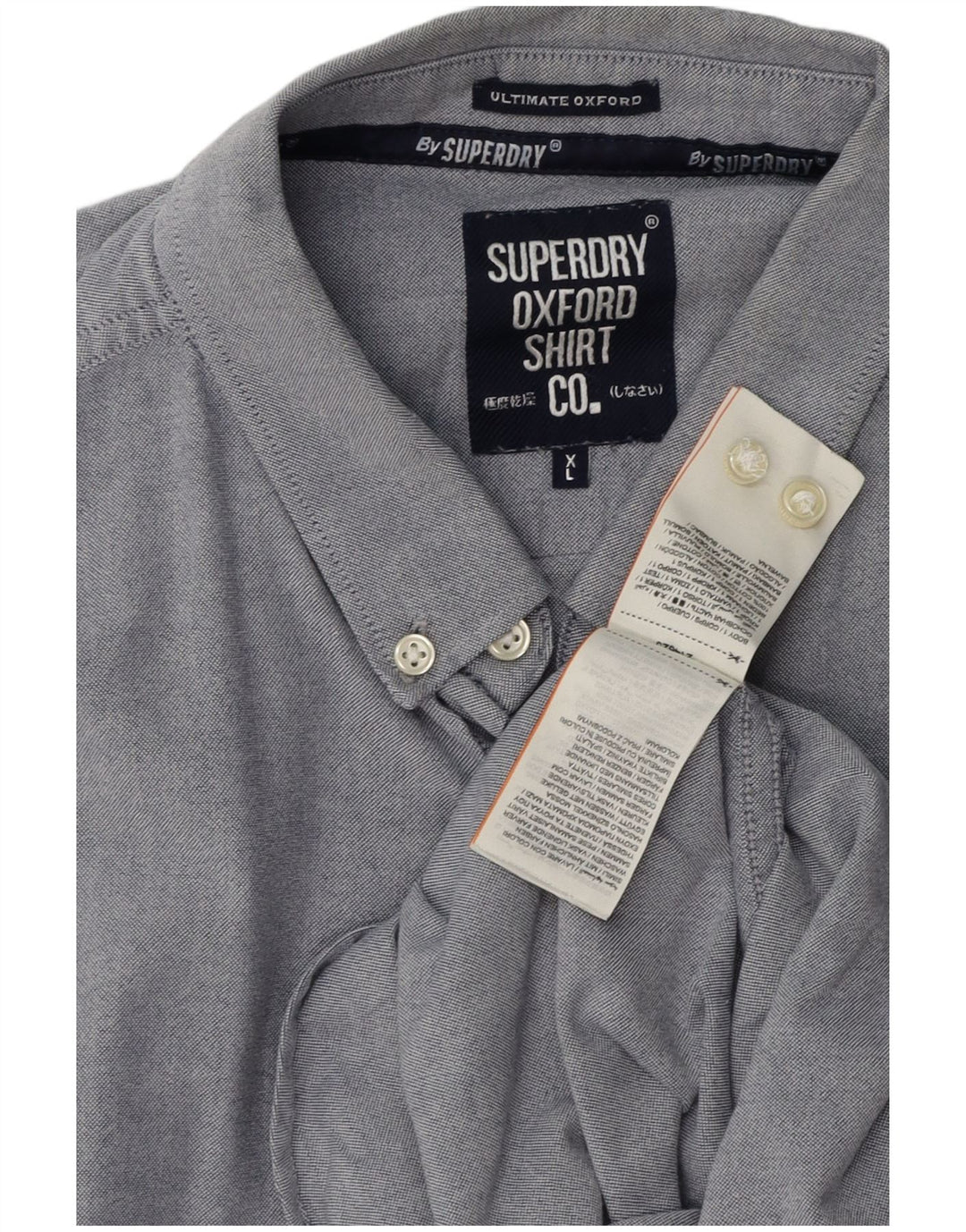 SUPERDRY Herren Kurzarmhemd XL Blau Baumwolle