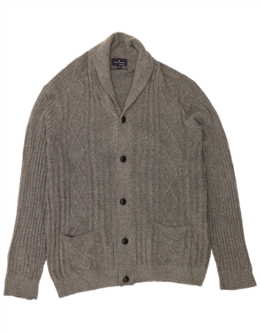 Marks & Spencer Herren Blue Harbor Cardigan Pullover 2XL Grau meliert