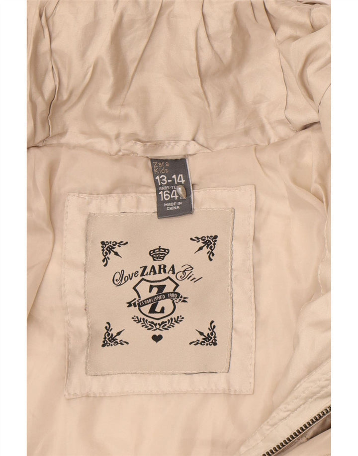Zara Wattierte Jacke mit Kapuze für Mädchen, 13–14 Jahre, Beige