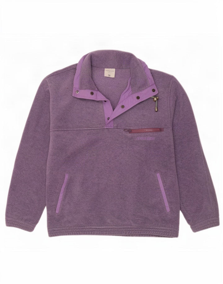 Astrolabio Herren-Fleecepullover mit Knopfkragen, mittelviolett
