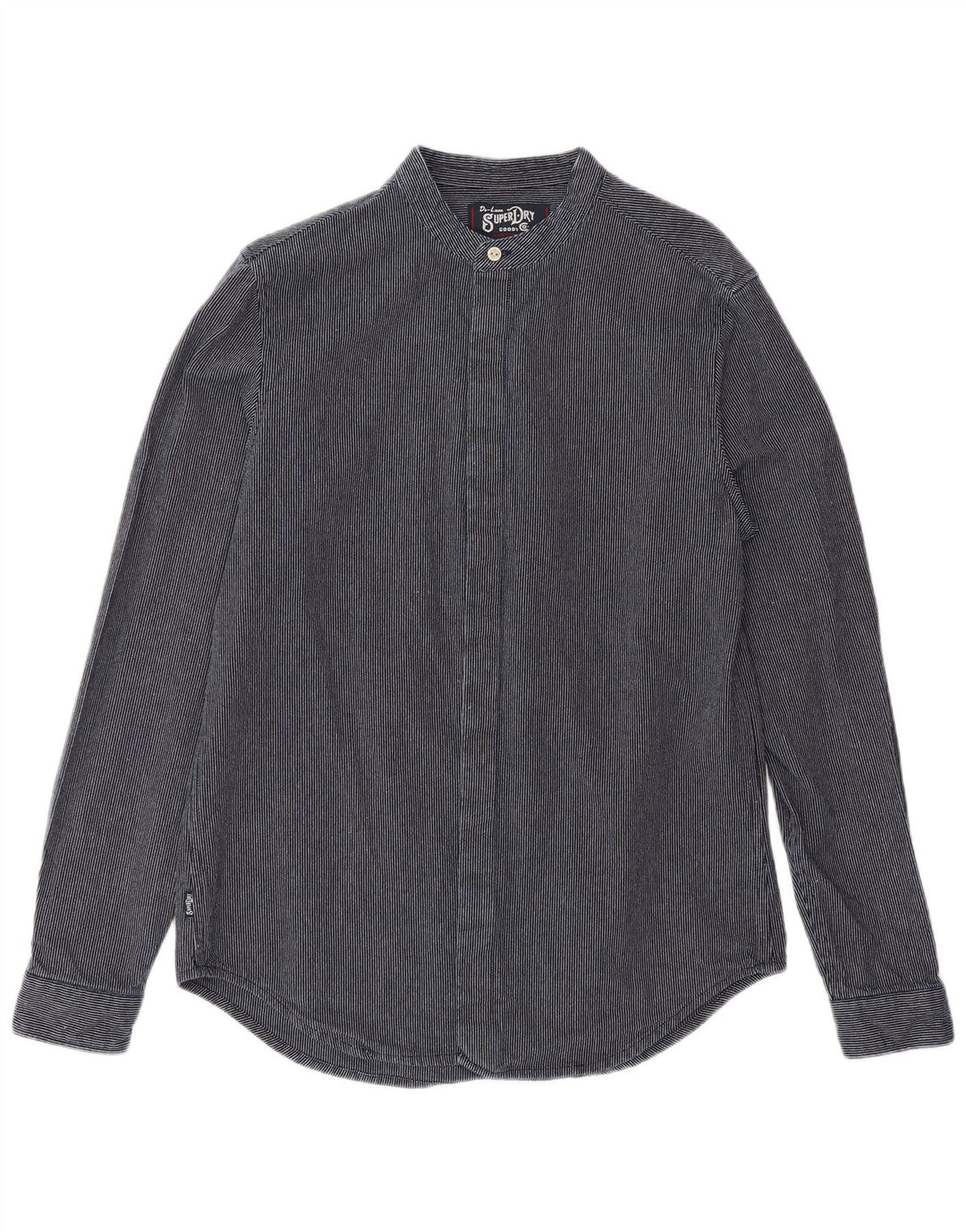 Superdry Herren-Hemd aus mittelblauem Nadelstreifen-Polyester in Marineblau