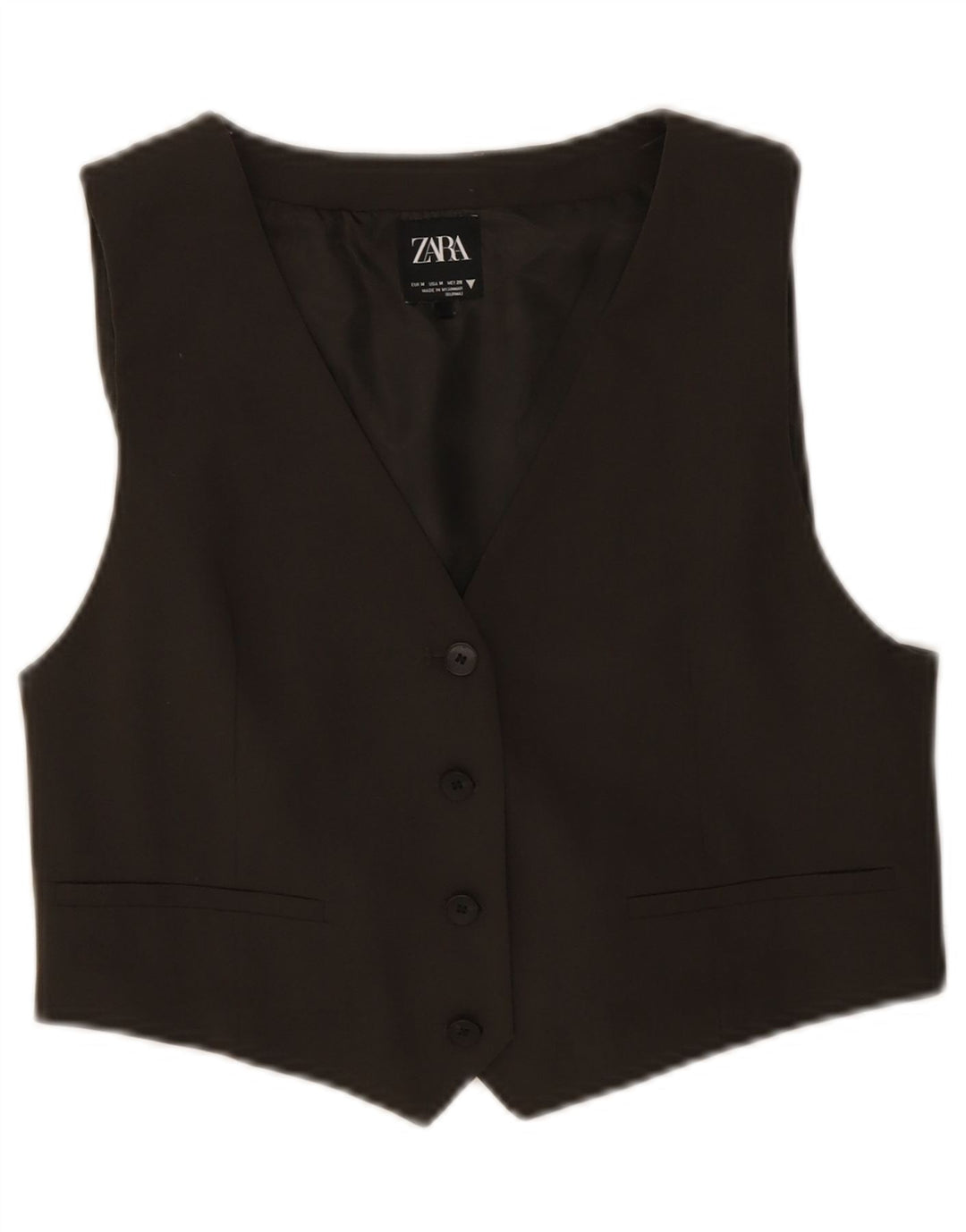 Zara Damen Crop Weste UK 12 Medium Khaki Polyester