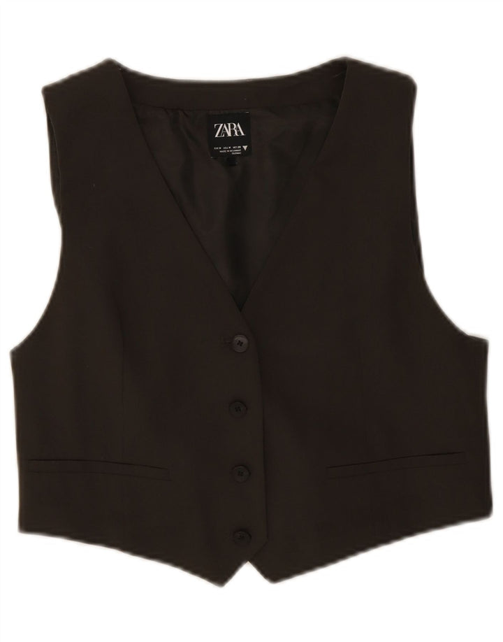Zara Damen Crop Weste UK 12 Medium Khaki Polyester
