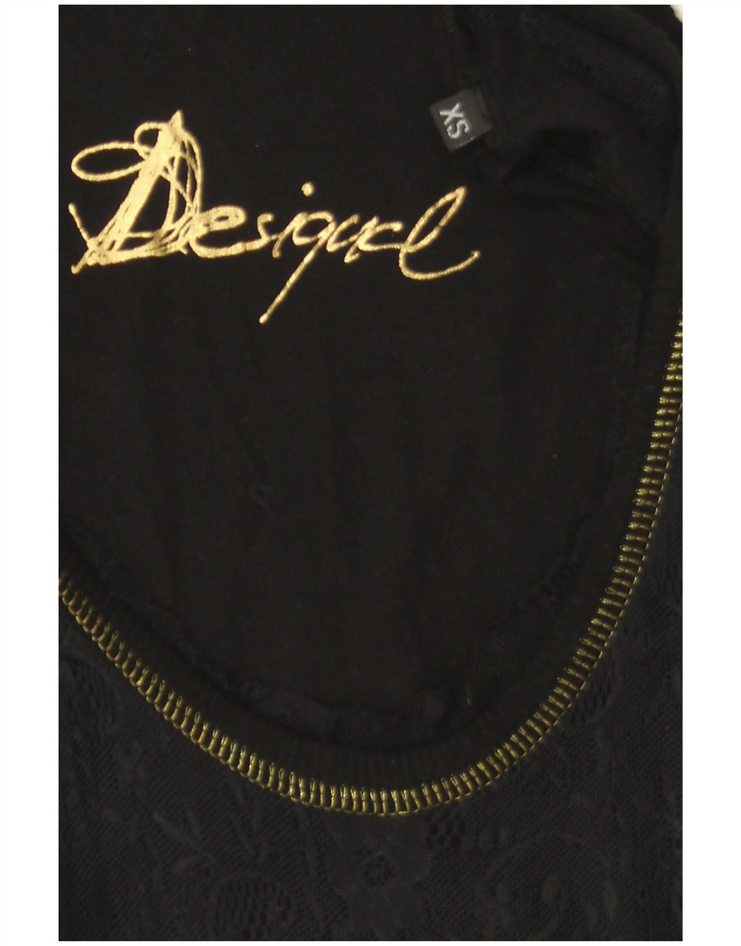 Desigual Womens Graphic Bluse Top UK 6 XS Schwarz geblümt