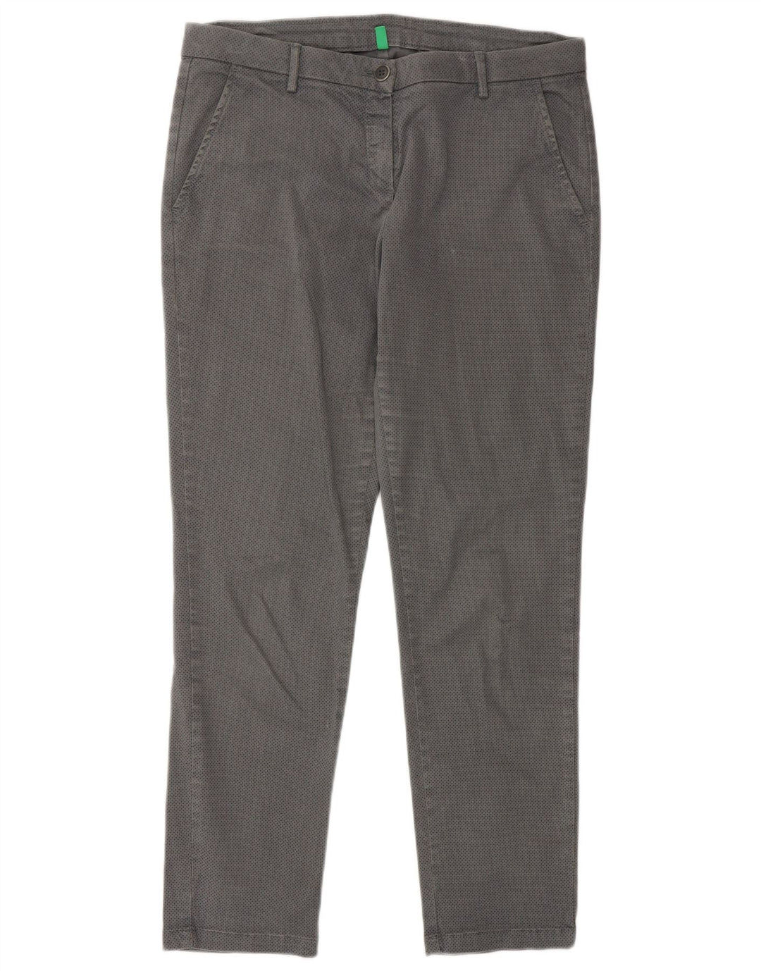 BENETTON Slim Chino-Hose für Damen, UK 12, M, W32, L28, Grau gepunktet