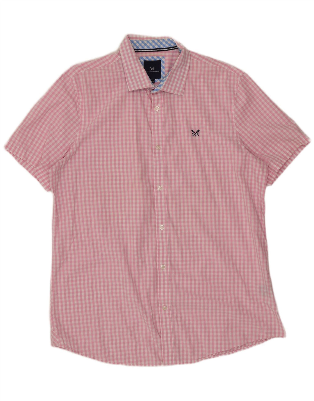 J. CREW Herren Kurzarmhemd XL Pink Gingham Baumwolle
