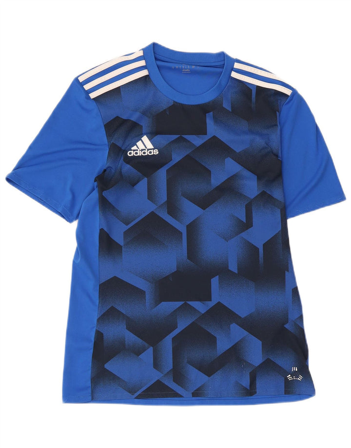 Adidas Herren Climalite Graphic T-Shirt Top Small Blau Geometrisch Polyester
