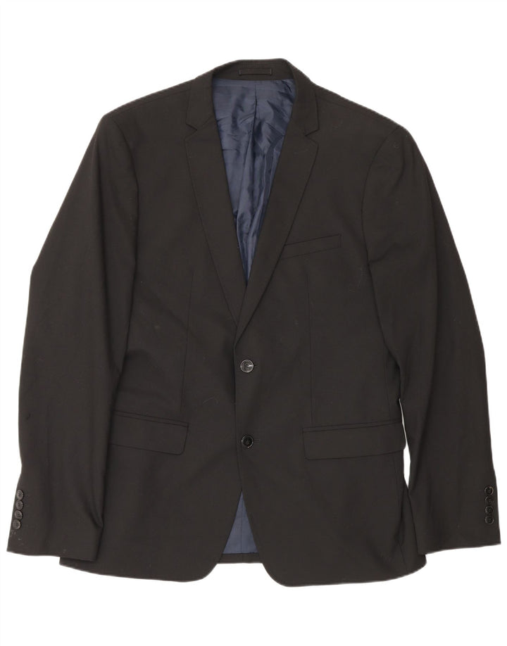Zara Herren-Blazer mit 2 Knöpfen, EU 50, mittelschwarz, Polyester