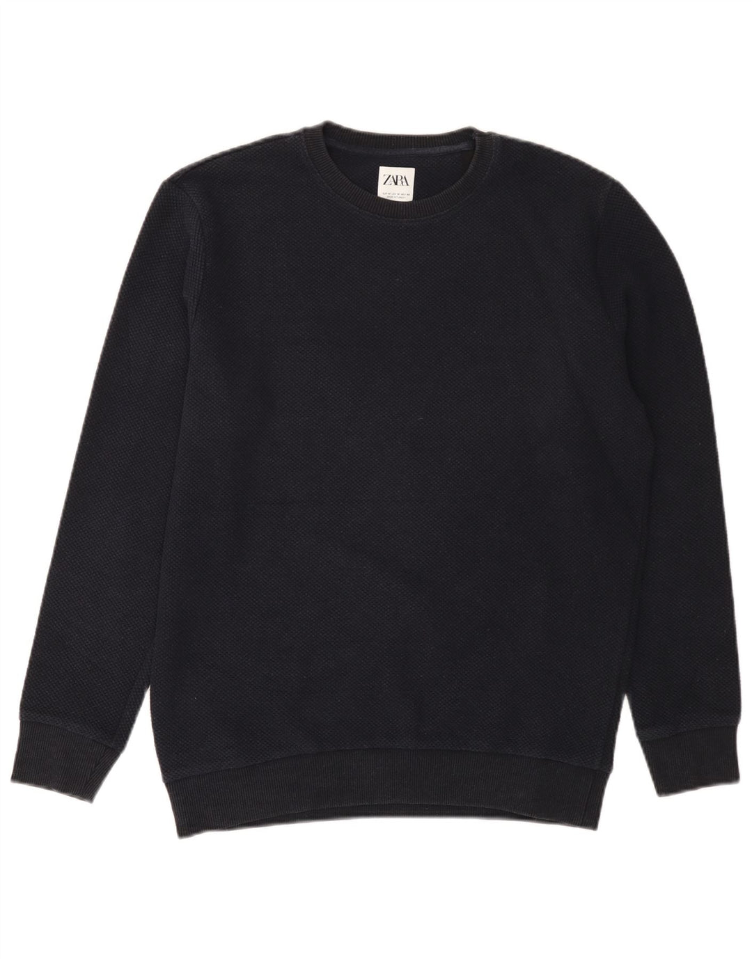 Zara Herren-Pullover mit Rundhalsausschnitt, mittleres marineblaues Polyester