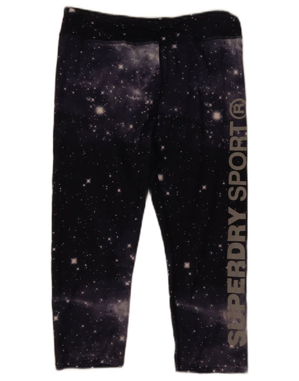 Superdry Capri-Leggings mit Grafik für Damen, UK 10, Größe S, Schwarz, Batikfärbung