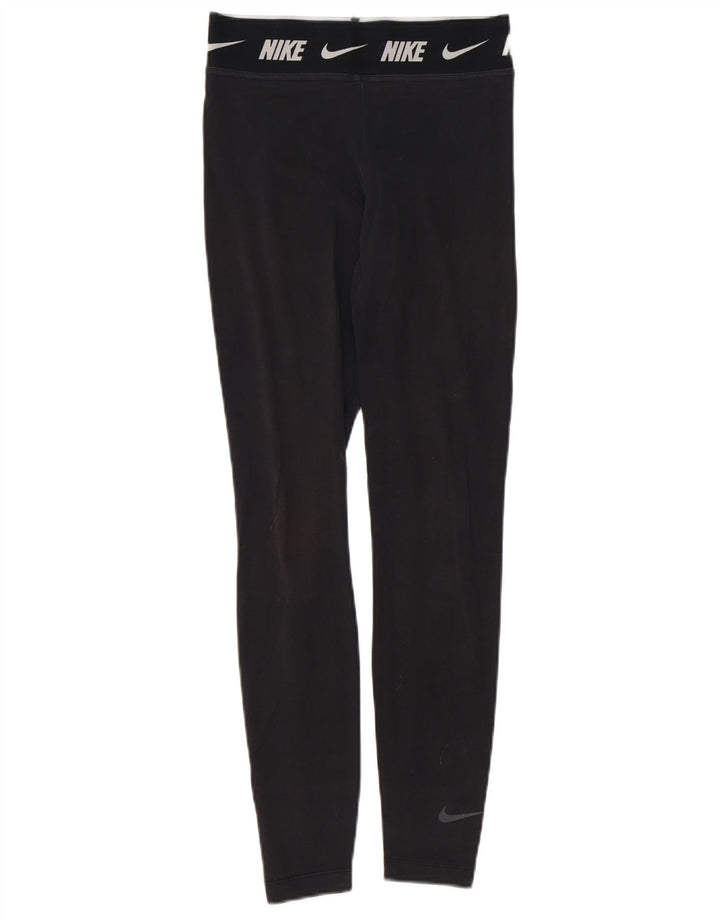 Nike Damen Leggings UK 6 XS Schwarz Baumwolle