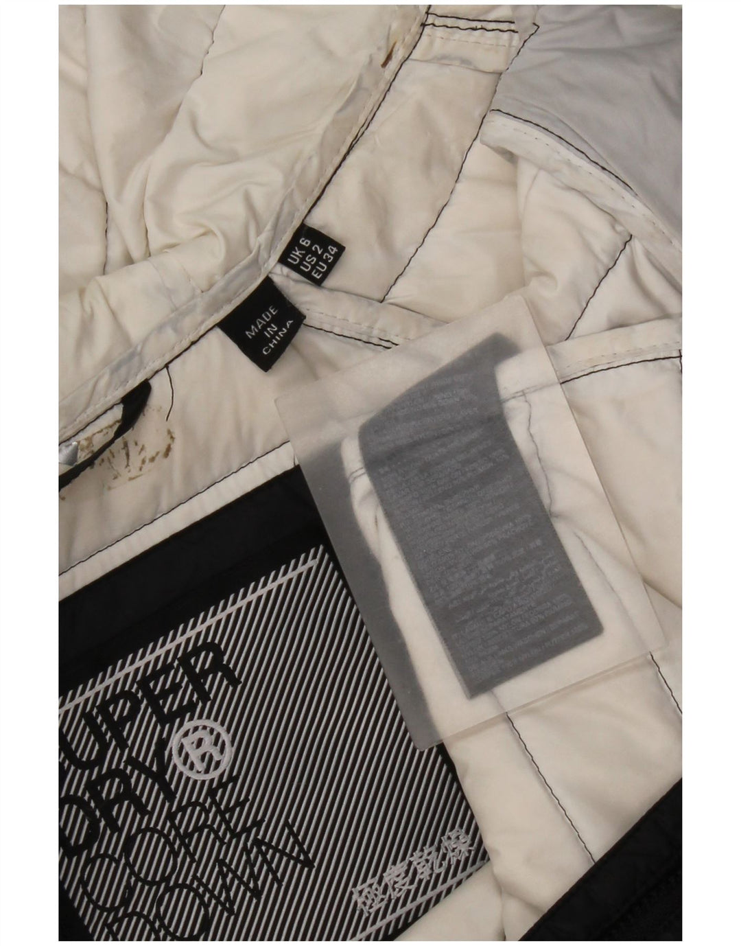Superdry Damen-Jacke mit Kapuze, gepolstert, UK 6 XS, schwarzes Nylon