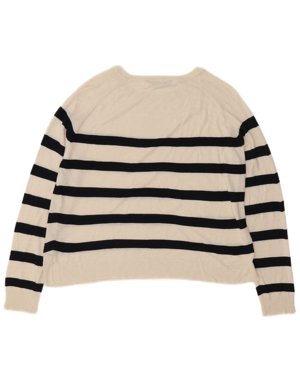 Übergroßer Damen-Pullover mit U-Boot-Ausschnitt von Zara, Gr. 10, Größe S, weiß gestreift