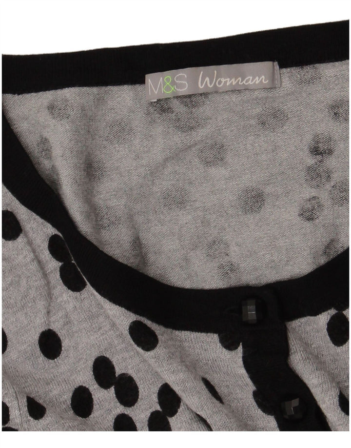 Marks & Spencer Damen-Cardigan-Pullover UK 10 Small Grey Polka Dot