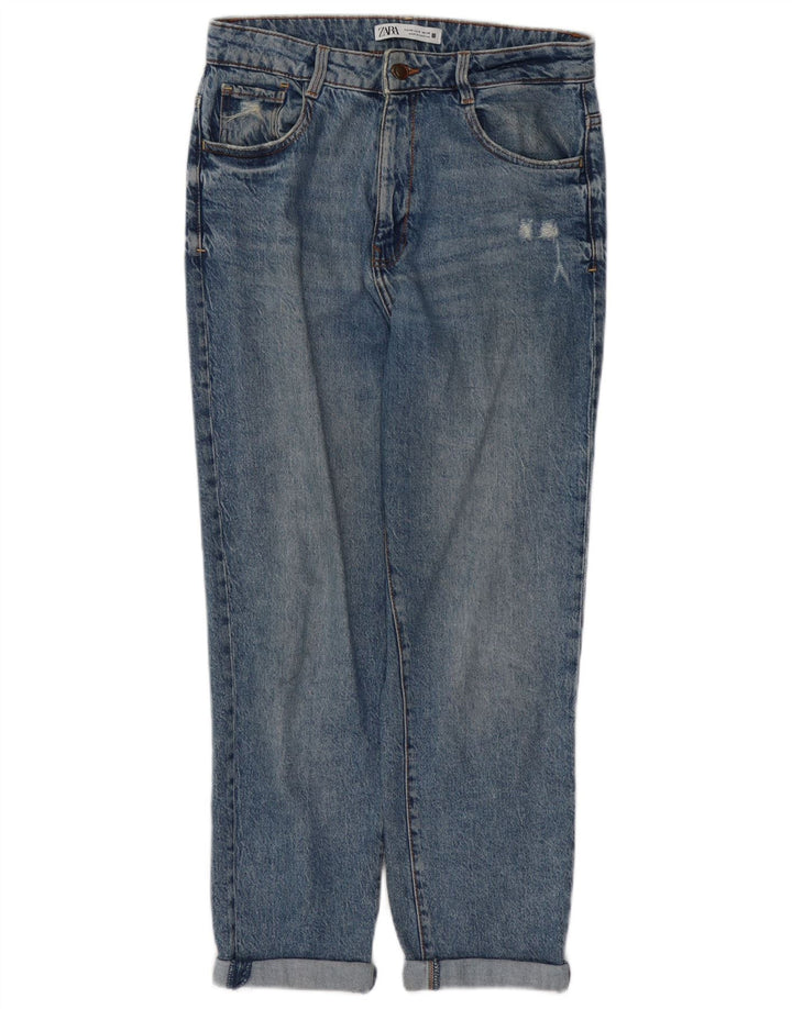 Zara Damen Distressed Tapered Jeans EU 40 Medium W30 L27 Blaue Baumwolle