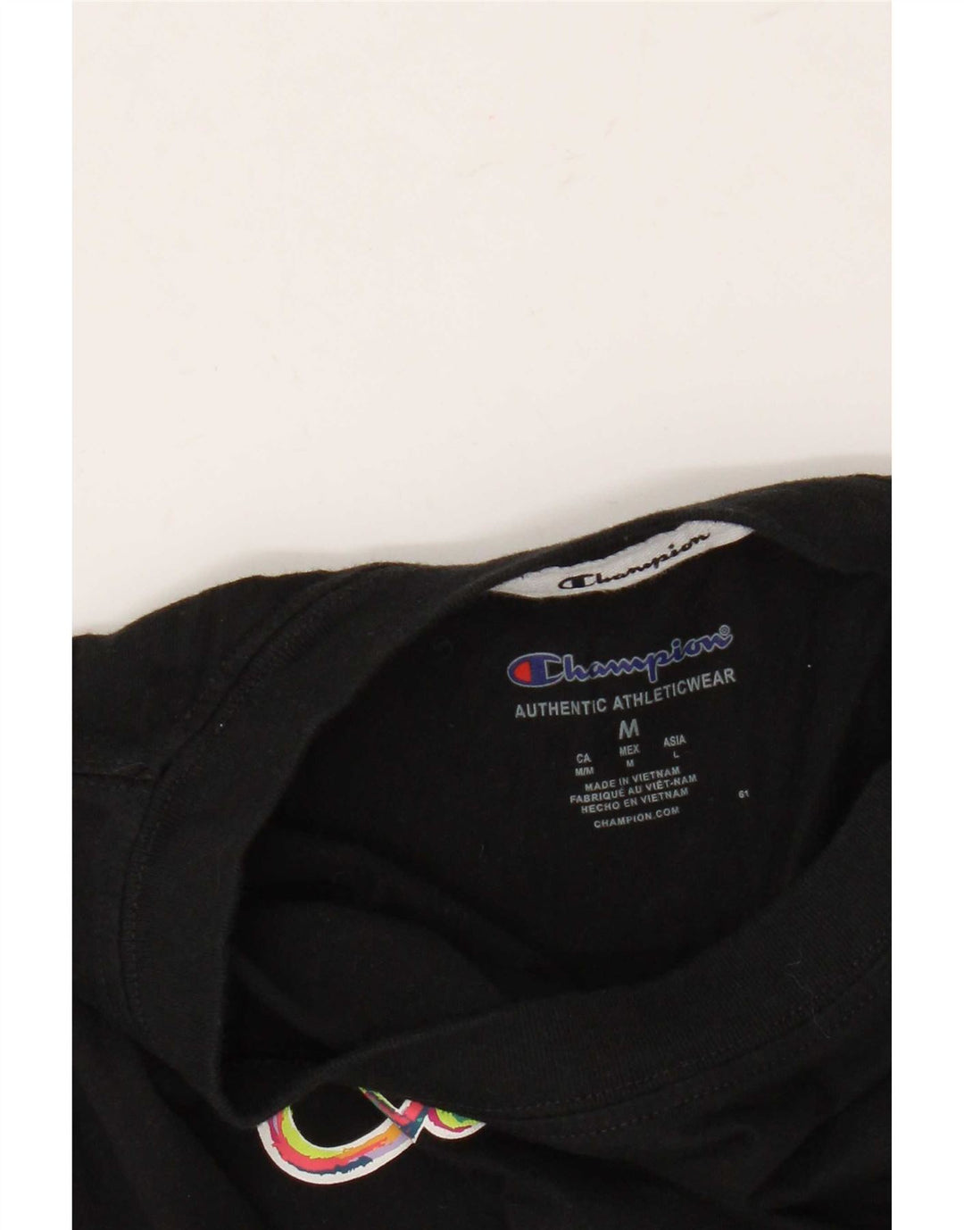 Champion Damen Grafik-T-Shirt-Oberteil UK 12 Medium Schwarz