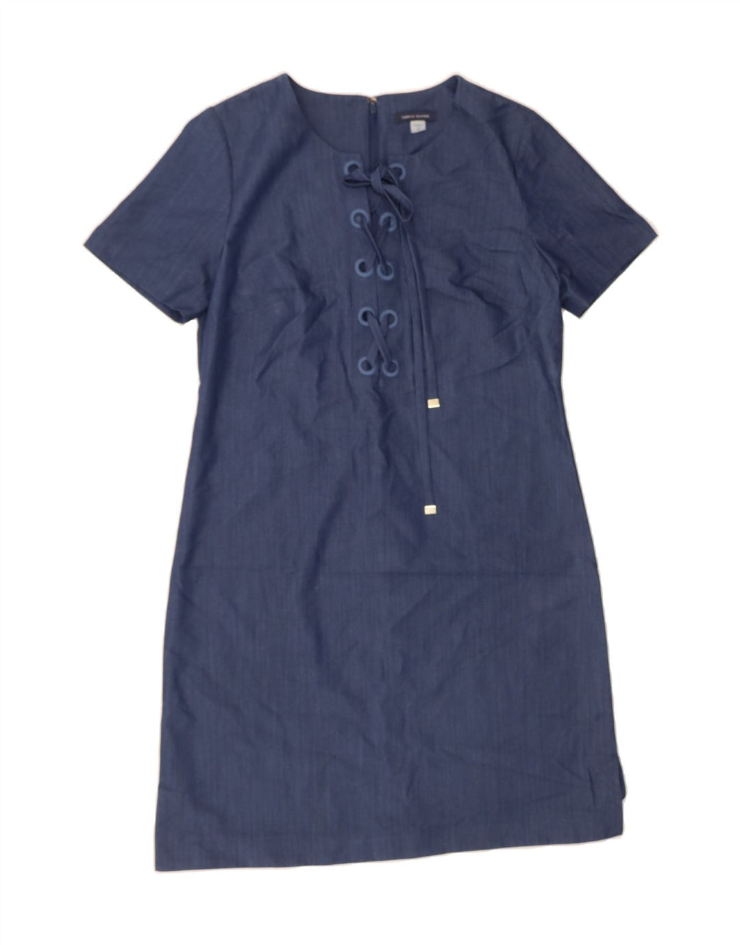 TOMMY HILFIGER Womens Sheath Dress US 10 Large Navy Blue Polyester Vintage Tommy Hilfiger and Second-Hand Tommy Hilfiger from Messina Hembry 