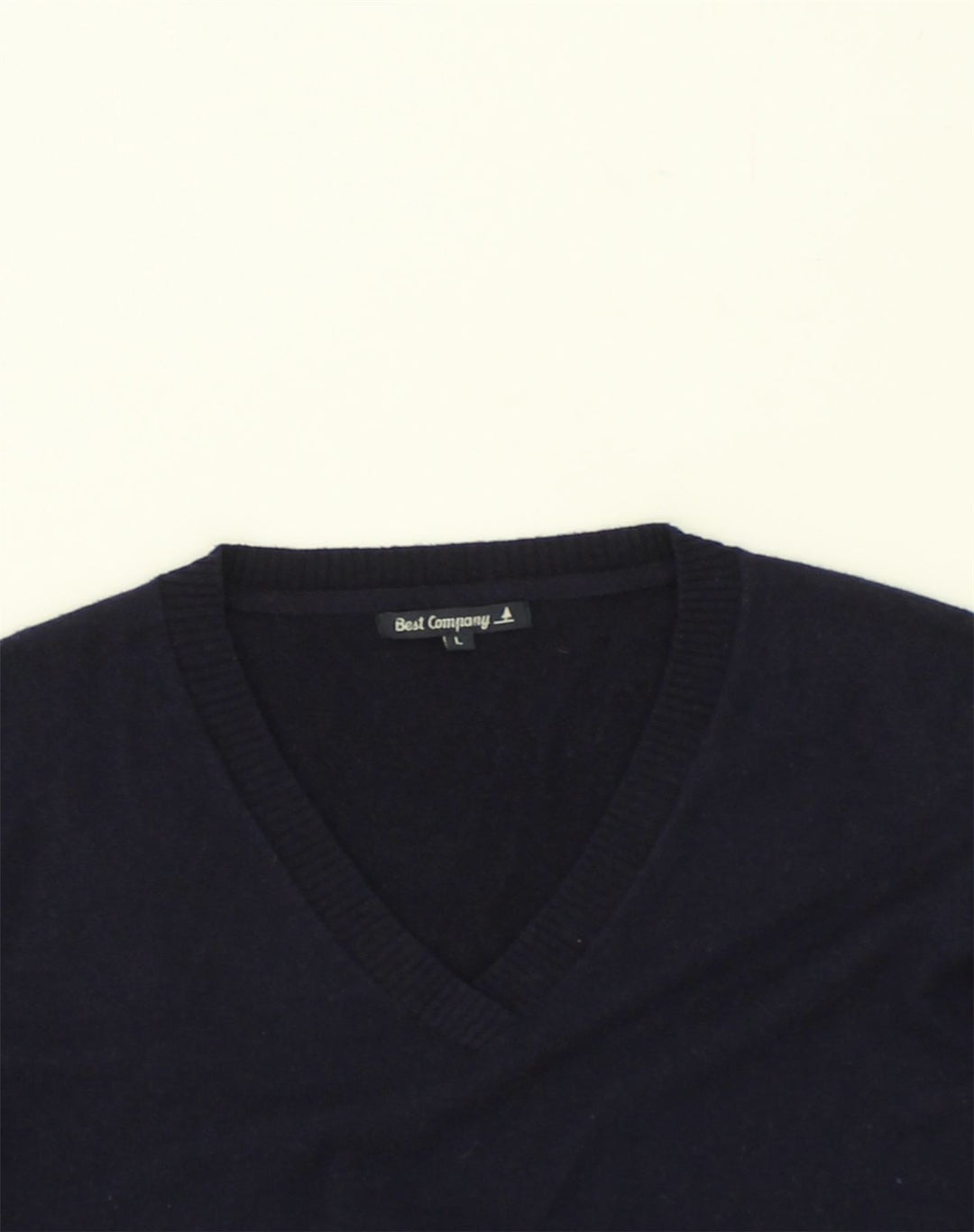 BEST COMPANY Womens V-Neck Jumper Sweater UK 14 Large Black Polyamide | Vintage Best Company | Thrift | Second-Hand Best Company | Used Clothing | Messina Hembry 