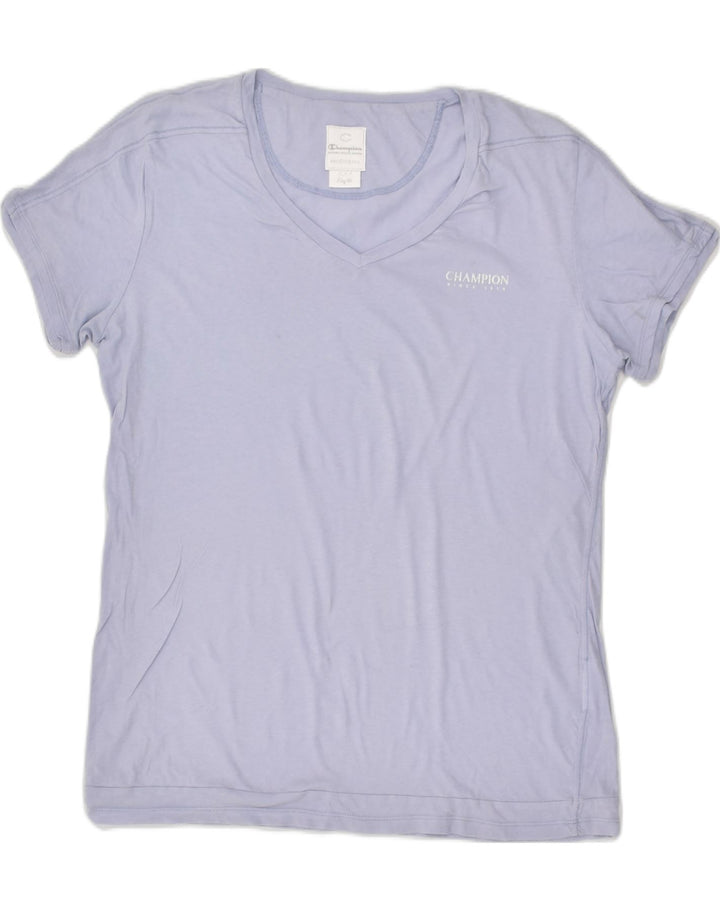 CHAMPION Womens T-Shirt Top UK 20 2XL Blue Polyester | Vintage Champion | Thrift | Second-Hand Champion | Used Clothing | Messina Hembry 