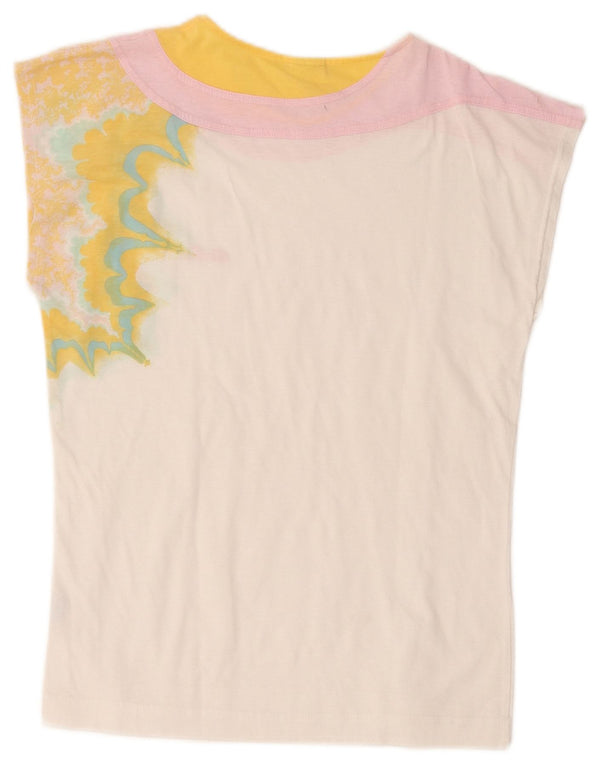 Ellesse Damen ärmelloses grafisches T-Shirt-Oberteil IT 40 Small White Retro