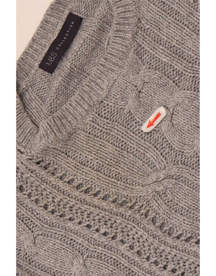 Marks & Spencer Damen-Pullover, übergroß, Rundhalsausschnitt, Gr. 14, Grau
