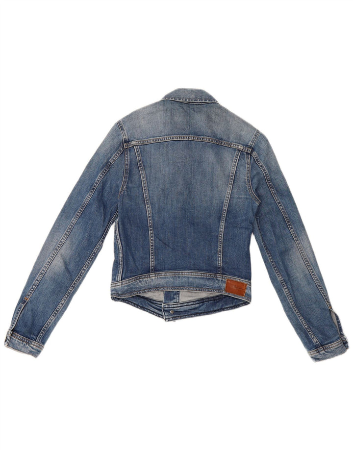 PEPE Jeans Damen Crop Denim Jacke UK 8 Small Blau Baumwolle