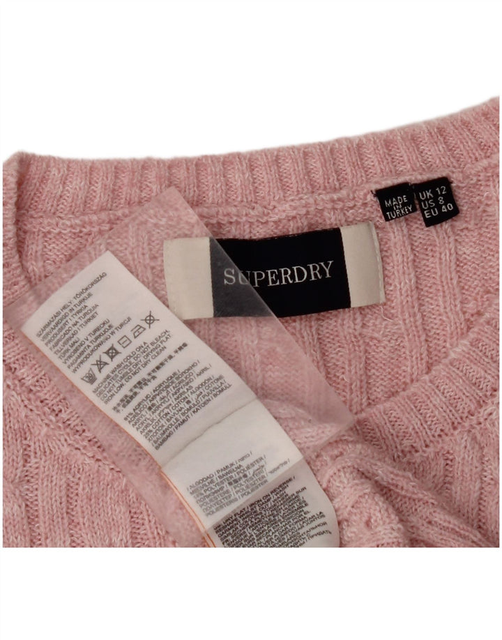 SUPERDRY Damen-Pullover mit Rundhalsausschnitt, UK 12, Mittelrosa, Acryl